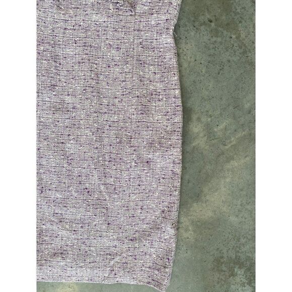 Classiques Entier Dress Tweed Purple White Ruffle Sheath Sleeveless Size 10 - Picture 9 of 11